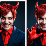 Home 16 데블 M 캐릭터별 인기 코스프레 - Devil M Cosplay - Expressive Portrait**
"A cosplayer portraying Devil M, fully clothed in a detaile...