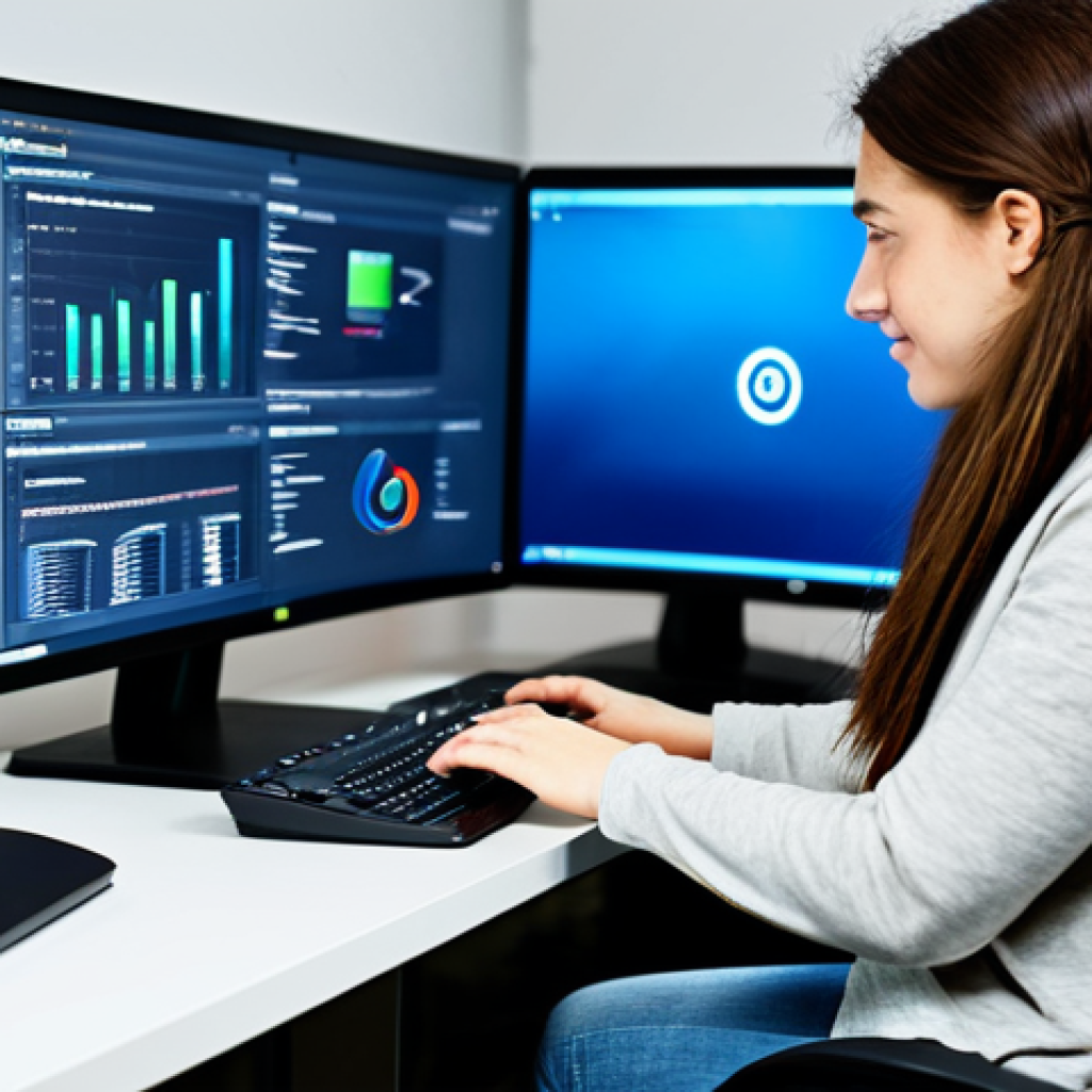 데블 M 접속 방법 가이드 - **Subject:** Professional female programmer
    **Clothing:** Fully clothed in modest, casual attire...