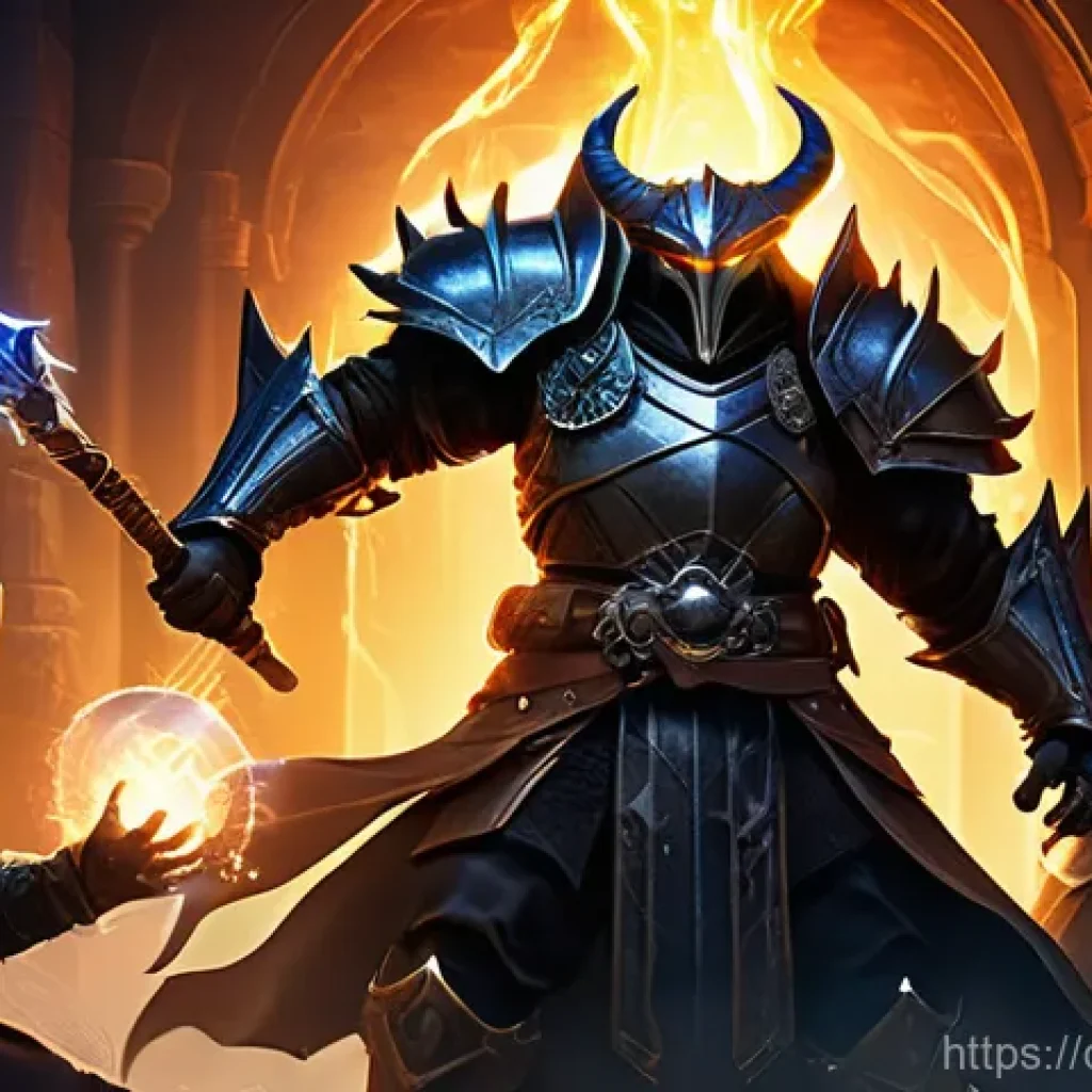 데블 M 게임 내 채팅 활용법 - A group of diverse fantasy characters, including a heavily armored warrior, a robed mage casting a s...