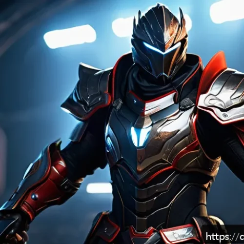Home 11 데블 M 커스텀 스킨 만들기 - A dynamic battle-themed custom game character skin featuring dark tones and metallic textures, accen...